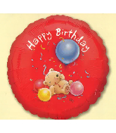 18" Happy Birthday Roly Bear Foil Balloon