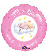 18" It's A Girl Roly Bear Foil Balloon