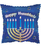 17" Glittered Menorah Happy Hanukkah Foil Balloon