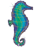 36" Holographic Glitter Seahorse Foil Balloon