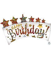 34" Satin Happy Birthday Glitter Banner Foil Balloon