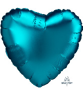 18" Satin Luxe Aqua Heart Foil Balloon