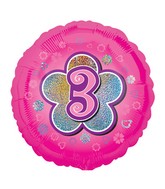 18" Standard Pink Flowers #3 Foil Balloon