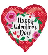9" Airfill Only Happy Valentine's Day Roses & Tiny Polka Dots Balloon