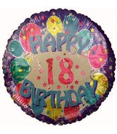 18" Happy 18th Birthday Foil Balloon