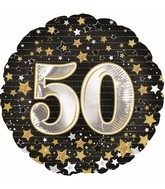 18" Happy Birthday Gold Number 50 Balloon