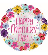 17" Happy Mother's Day Floral Border Foil Balloons