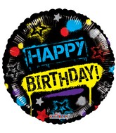 36" Happy Birthday Say Graffiti Gellibean Foil Balloons