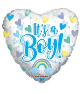 36" It's A Boy Hearts Clearview Foil Balloons