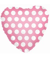 18" Pink White Heart Polka Dots Balloon