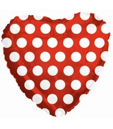 18" Red White Polka Dots Heart Balloon