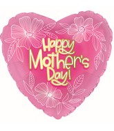 17" Happy Mother's Day Whiteline Flowers Foil Balloons