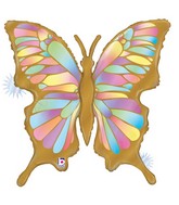 33" Foil Shape Holographic Opal Butterfly Foil Balloon