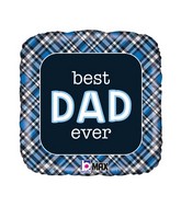 18" Max Float Best Dad Ever Plaid Foil Balloon