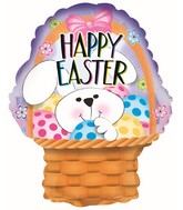 9" Airfill Only Bunny Basket Foil Balloon