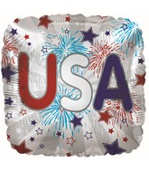 9" Airfill Only USA Fireworks Cube Foil Balloon