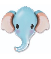 39" Elephant Head Blue Foil Balloon