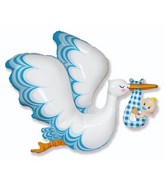 Stork Baby Boy Foil Balloon