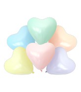 12" Kalisan Latex Heart Balloons Pastel Matte Macaroon Assortment (50 Per Bag)