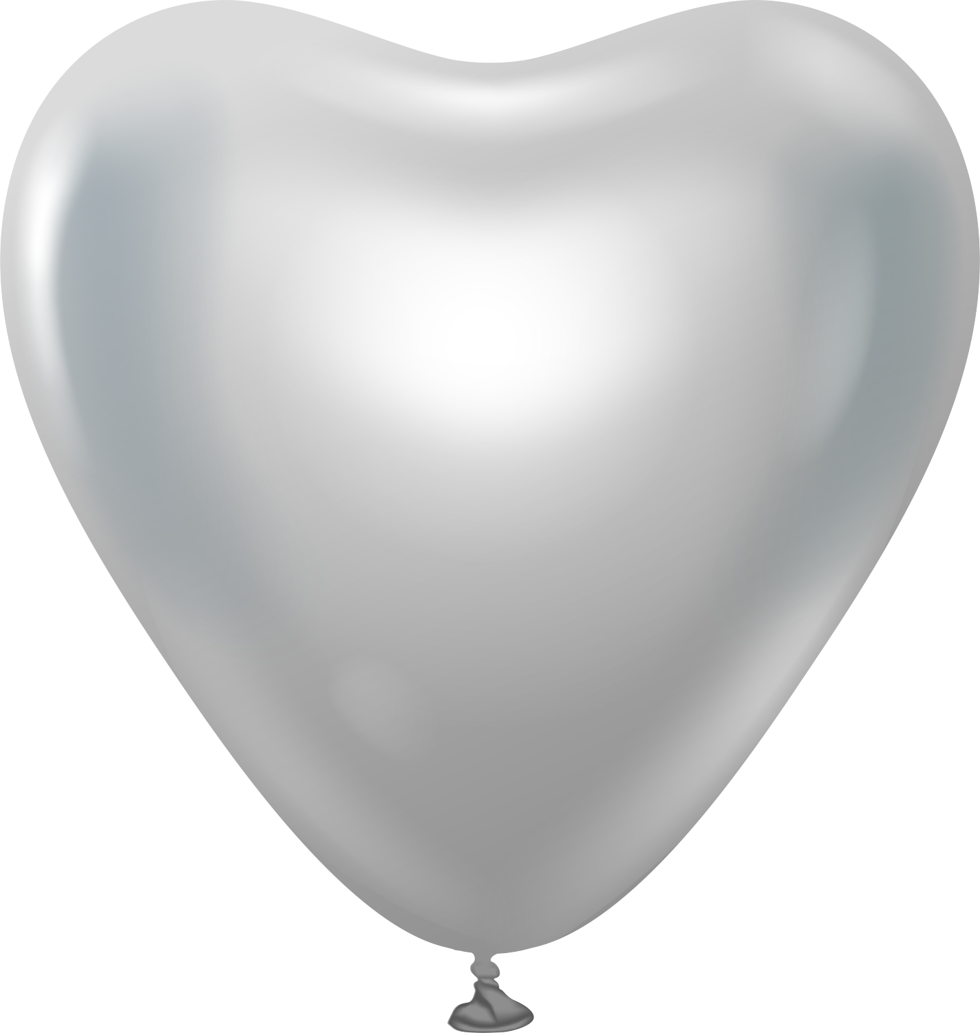12" Kalisan Latex Heart Balloons Mirror Silver (50 Per Bag)