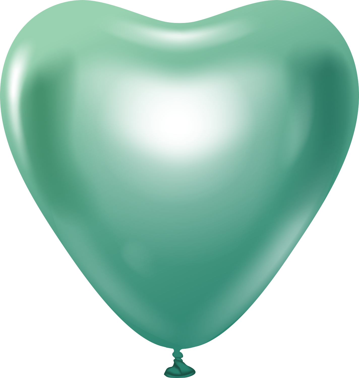 12" Kalisan Latex Heart Balloons Mirror Green (50 Per Bag)