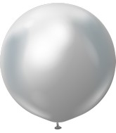 24" Kalisan Latex Balloons Mirror Silver (5 Per Bag)