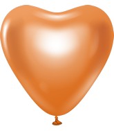 12" Kalisan Latex Heart Balloons Mirror Copper (50 Per Bag)