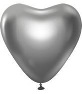 12" Kalisan Latex Heart Balloons Mirror Space Grey (50 Per Bag)