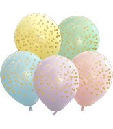 12" Macaron Squares All Around Assorted Gold Print Latex Balloons (25 Per Bag) 5 Side Print