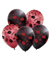 12" Assorted Fashion XOXO All Around Latex Balloons (25 Per Bag) 5 Side Print