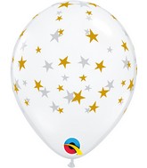 5" Latex Balloons Diamond Clear (100 Per Bag) Contemporary Gold Stars