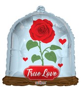 18" True Love Rose In Glass Foil Balloon