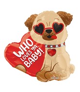18" Loves Dog With Glasses Foil Balloon