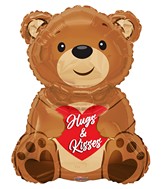 36" Hugs & Kisses Bear Foil Balloon