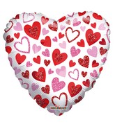 17" Glitter Hearts Pattern Foil Balloon