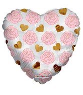 17" Roses & Hearts Pattern Foil Balloon
