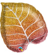 21" Fall Glittergraphic Ombre Leaf Foil Balloon
