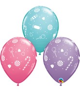 11" Candies & Confetti (50 Per Bag) Spring Lilac, Caribbean Blue, Rose Latex Balloon