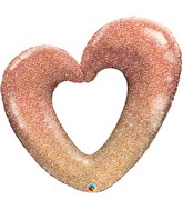 42" Rose Gold Glitter Ombre Heart Foil Balloon