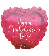 32" Happy Valentine's Day Heart With Lace Ombre (S60) Foil Balloon