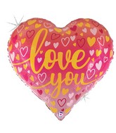 30" Jumbo Balloon Holographic Packaged Ombre Love You Heart Foil Balloon