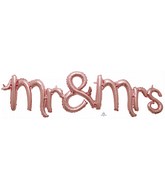 51" Consumer Inflatable Phrase Script Phrase Mr & Mrs Rose Gold Foil Balloon