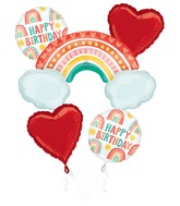 Bouquet Retro Rainbow Birthday Foil Balloon