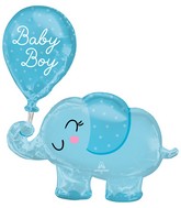 31" SuperShape Baby Boy Elephant Foil Balloon