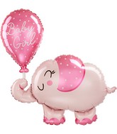 31" SuperShape Baby Girl Elephant Foil Balloon