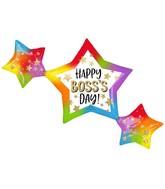 39" SuperShape Colorful Boss's Day Star Trio Foil Balloon