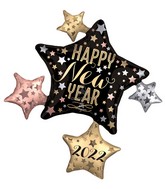 35" SuperShape 2022 Satin New Year Cluster Foil Balloon