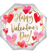 22" SuperShape Satin Watercolor Happy Valentine's Day Foil Balloon