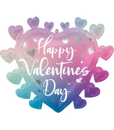 27" SuperShape Happy Valentine's Day Filtered Ombré Hearts Foil Balloon