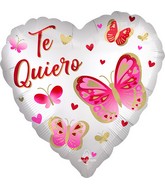 18" Te Quiero Satin Butterflies Foil Balloon (Spanish)